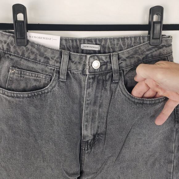 NWT WeWoreWhat The Icon Jean Rigid Denim Gray Straight Leg High Rise Jeans 27 - Picture 4 of 16